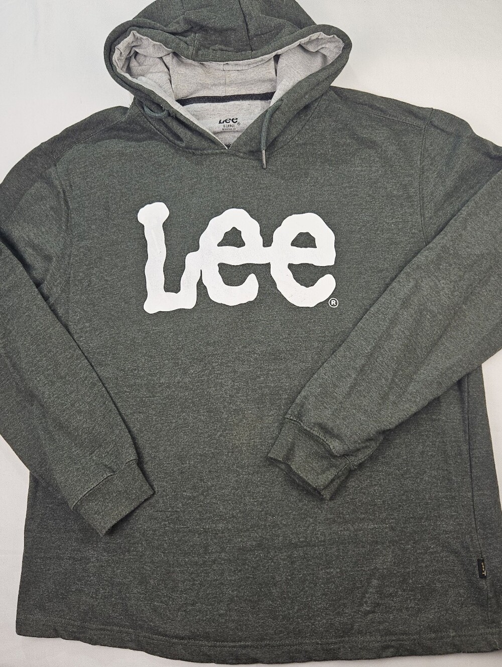 Lee Heathered Forest Green Hoodie Pullover Sweatshirt Logo Unisex Size XL
